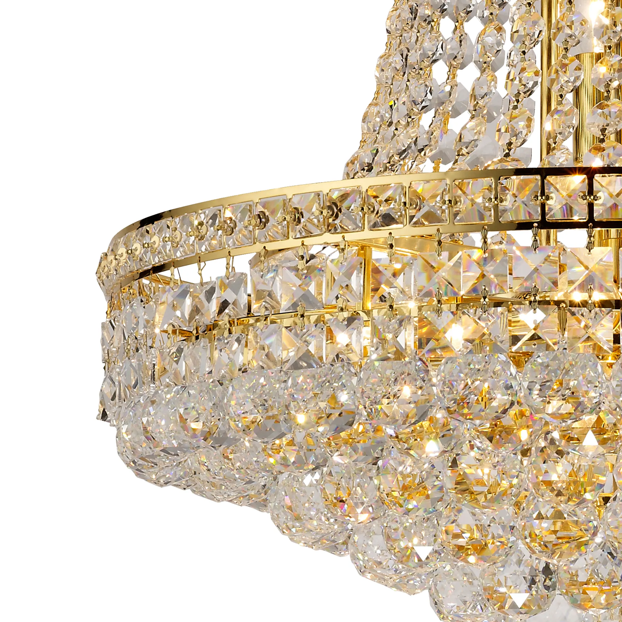 Frances Crystal Chandelier 14 Light (19.8kg) Gold IL32090  Diyas Frances